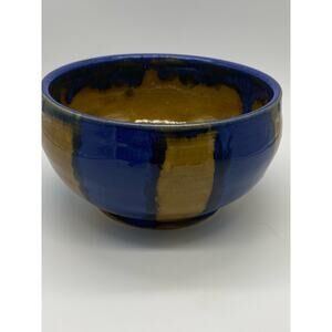 Studio Pottery Bowl gold and‎ blue